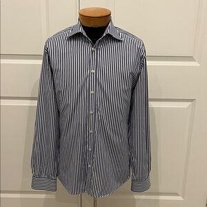 Thomas Pink England Navy and White Striped Dress Shirt